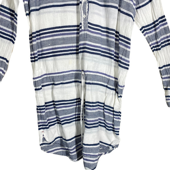XiRENA 100% Cotton Blue & Ivory Stripe Sorento Dress Drawstring Waist sz L - Picture 5 of 10